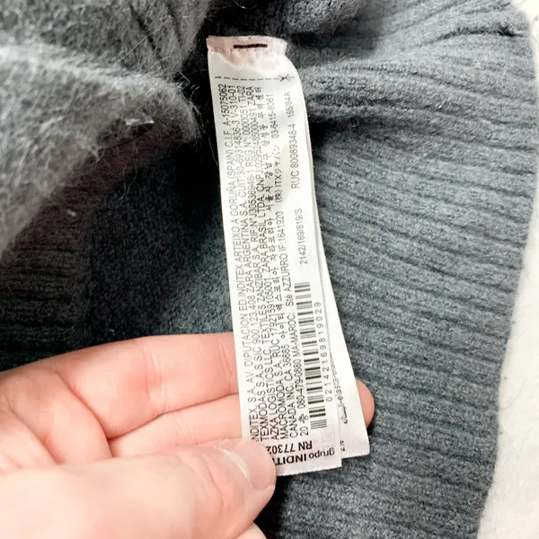 Zara Soft‎ Knit Cardigan Womens Size S Charcoal Grey Wool Blend V-Neck Cropped - Image 7