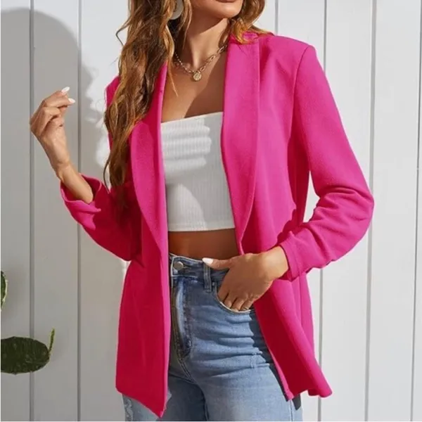 Jodifl vibrant pink open front drape blazer long sleeve see measurements - Image 10