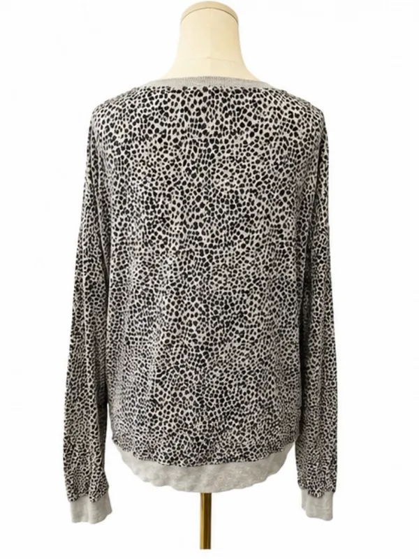Z Supply Leopard Print Pullover Sweatshirt Top Size M Gray Black - Image 3