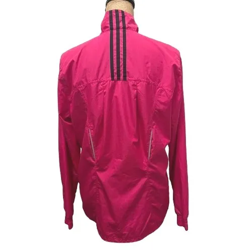 Adidas Women's Full Zip Windbreaker Jacket Pink 3 Stripe Lightweight‎ Size Large - Image 4
