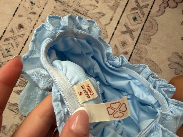 Ruffle strapless top Blue - Image 2