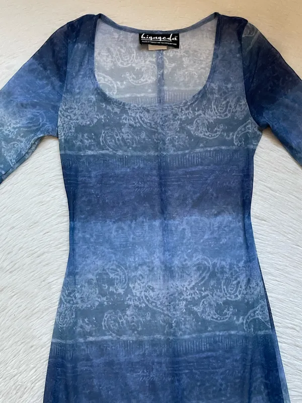 Y2k Blue Ombre sheer Long Sleeve Maxi Dress - Image 6