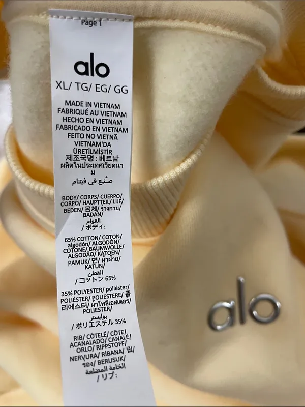 Alo Yoga NWT Accolade Crew Neck Pullover Candlelight Yellow Size XL - Image 7