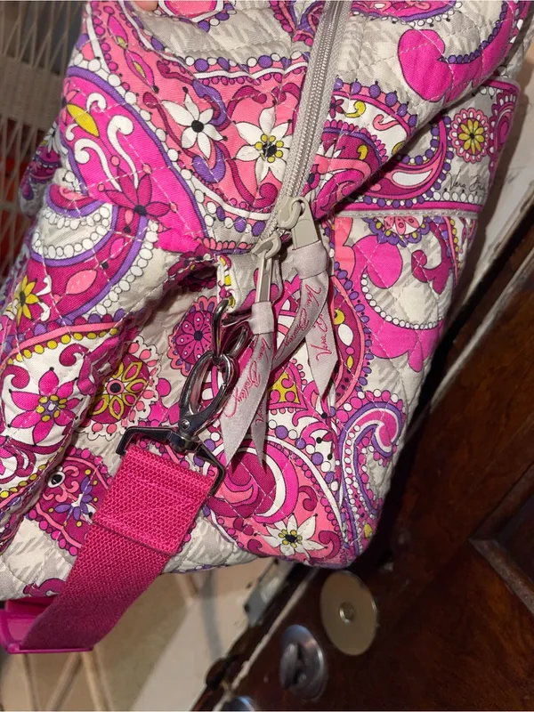 Vera Bradley Quilted Paisley Pink Travel Tote Bag - Image 4