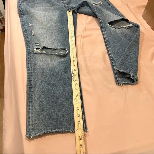 Vervet Super High Rise Beverly Slim‎ Straight Distressed Medium Wash Blue Jeans - Image 14