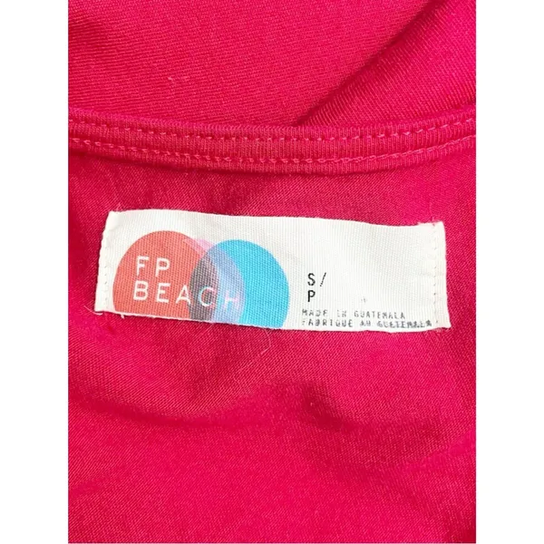 Free People Beach Drew Tee Dress Barbados Cherry Red Twist Sleeve Midi Sz Small - Image 9