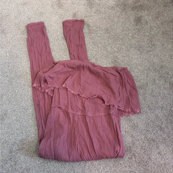 Aerie Pink Salmon Strapless Crinkle Smocked Pants Jumpsuit Romper - Image 7