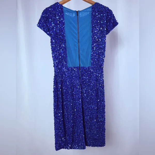 Alice + Olivia Sequin‎ Short Sleeve Mini Dress in Blue Size 4 - Image 3