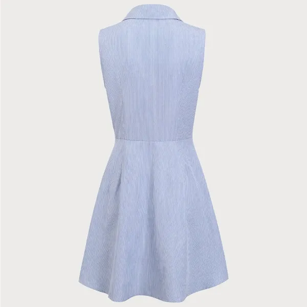 Rihoas Blue Striped Button Mini Dress Size XS - Image 6