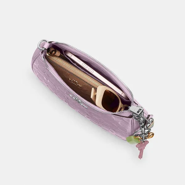 Coach CDA98 Patent Debossed Signature Teri Shoulder Bag Crossbody Light Violet - Image 5