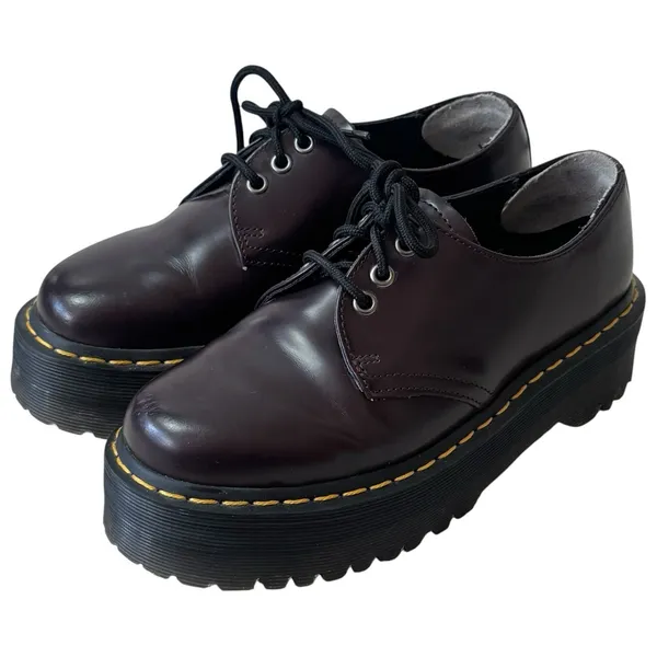 Dr Martens Patent Leather Quad Lace Up‎ 1461 Burgundy Punk Grunge Capsule 7 - Image 2