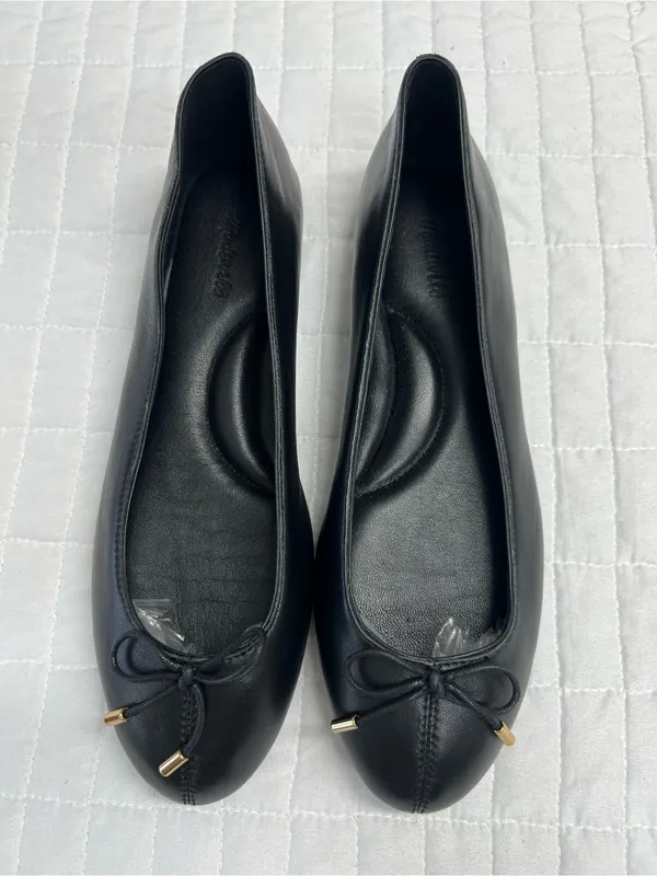Madewell The Hester Flat in True Black Leather Size 8.5 - Image 9