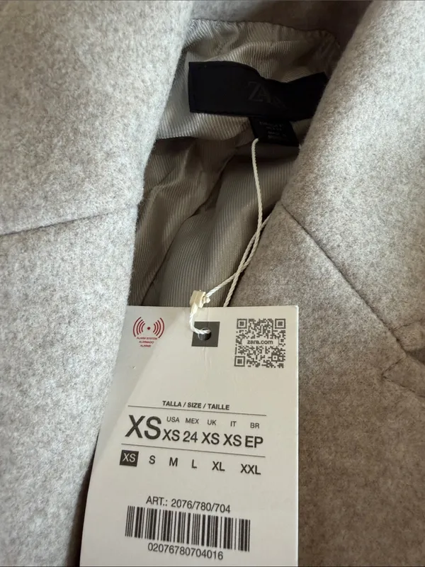NWT ZARA Beige Taupe Tailored Outerwear Long Coat XS - Image 6