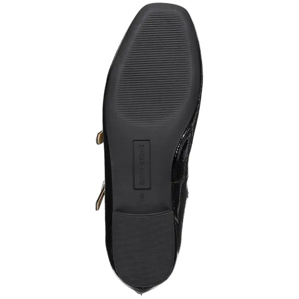 NWT Sun + Stone Womens Cecillee Triple Strap Mary Jane Flats Black Patent 8M - Image 3