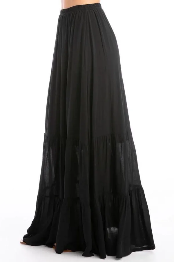Hard Tail Two Tiered Maxi Skirt Black Size M - Image 14