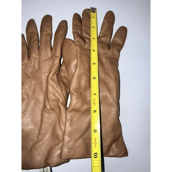 Lord & Taylor Cashmere Lined Dark‎ Brown Leather Gloves Size 7 1/2 Driving 1 - Image 3