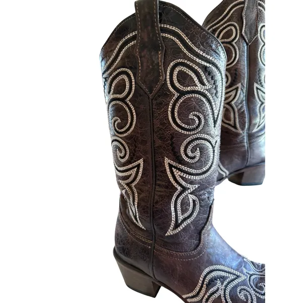 Circle G Womens Cowboy Boots Size 9.5 Brown Leather Square Toe Western Texas - Image 6
