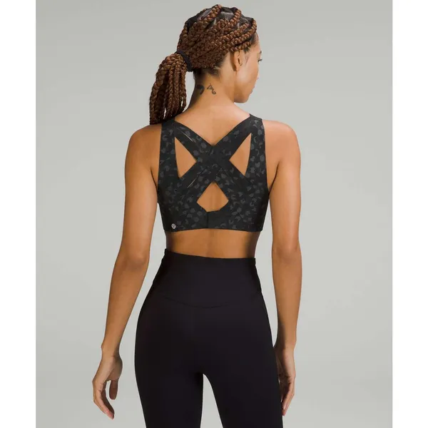 Lululemon Enlite Sports Bra Strappy Weave Black Camo High Support Size 34B - Image 2