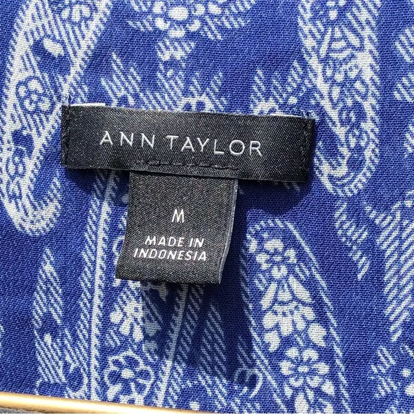 Ann Taylor Blue Paisley with ruffles Top Blouse M - Image 6