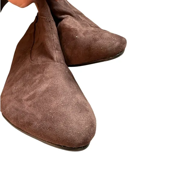 Comfortview Knee High Boots Womens 7WW Brown Faux Suede Patchwork Boho Y2K - Image 6