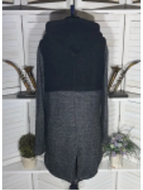 Rip Curl Penny fleece long jacket black gray toggle buttons hooded whimsigoth L - Image 5