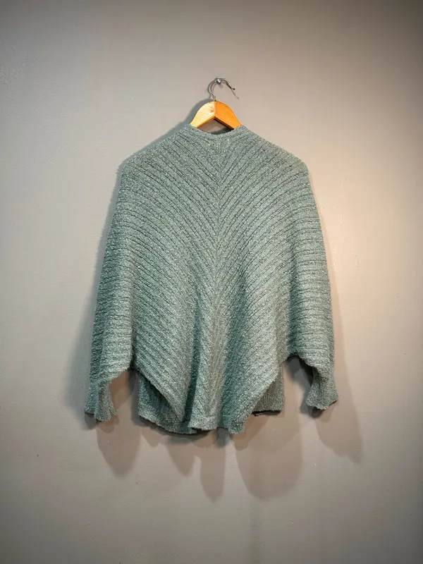 Blue Unbranded Warm & Cozy Poncho Dolman Sweater Size M EUC - Image 4