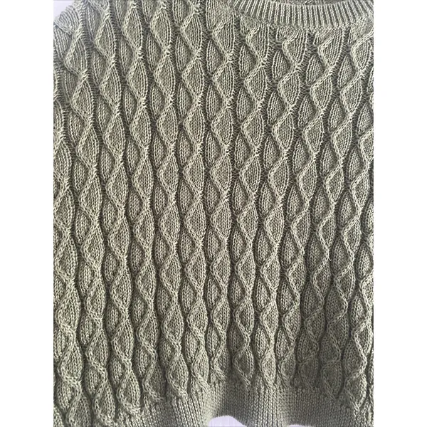Lena Cropped Cable Knit Sweater Womens‎ Size M Olive Green Dolman Boho Earthy - Image 3