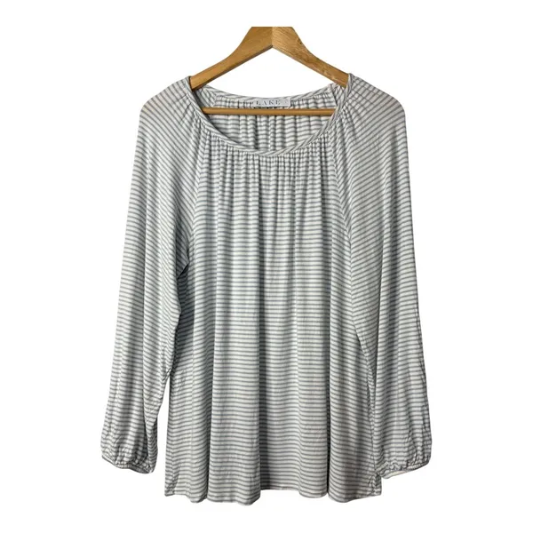 LAKE‎ Pajamas Pima Long Sleeve Top Womens L Blue Striped Modal Lounge Sleepwear - Image 2