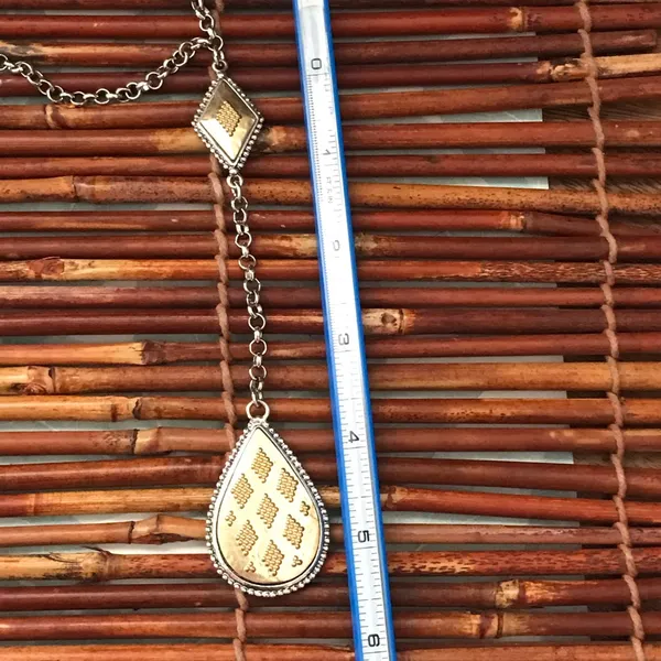 Chico's Reversible Drop Pendant Silver & Gold Tone Necklace - Image 6
