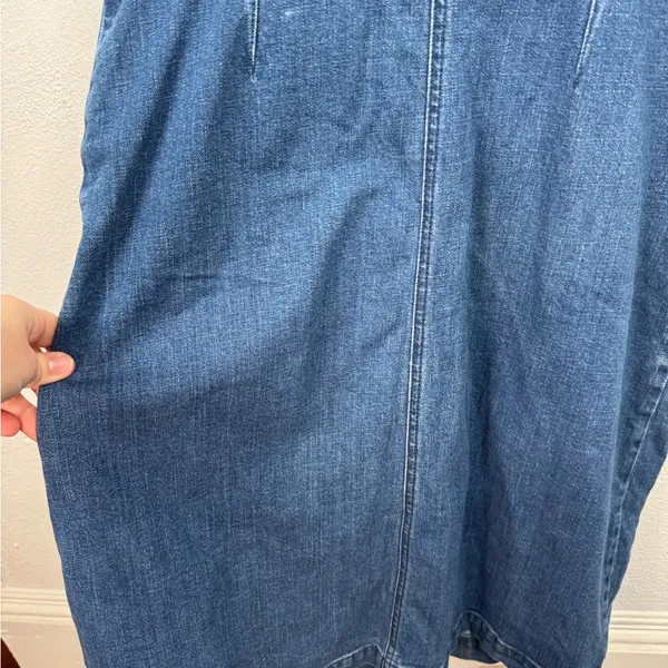 GAP Denim Overall Dress Womens Size L Medium Wash Blue Sleeveless Pockets - Image 7