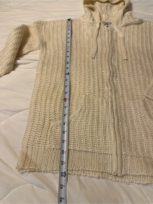 Culture Couture Cream Knit Zip-Up Hooded Sweater - NWT - Size XS (oversized) - Image 9