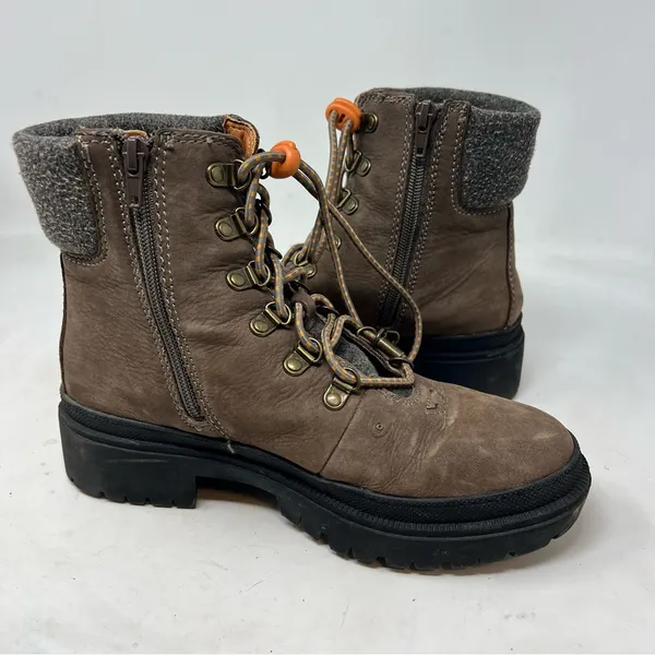 Lucky Brand Eavan Combat Boots Women’s 8M Brown Suede Hiking Lug Zip - Image 5