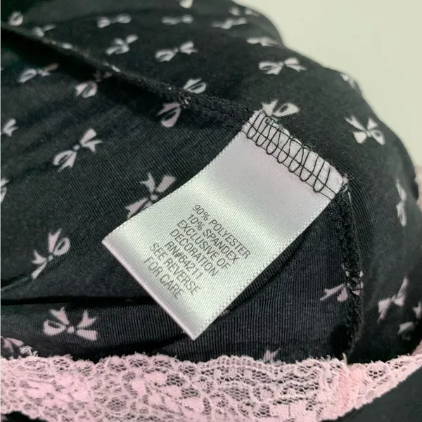Apt. 9 Intimates Black and Pink Lace Bow Print Coquette Mini Slip Dress - Image 5