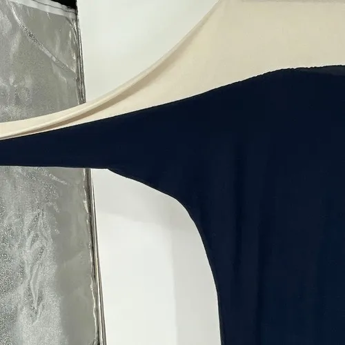LAUREN RALPH LAUREN‎ Sweater Dress Med Blue Cream Colorblock Silk Quiet Luxury - Image 10