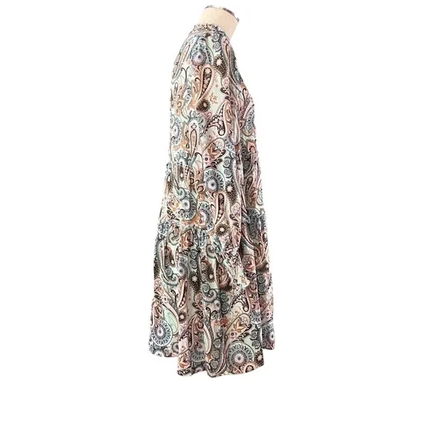 $138‎ Anthropologie Cady Tiered Longsleeve Mint Paisley Tunic Dress XS - Image 8
