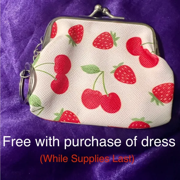 💜Retro Strawberries & Cherries Gingham Strap Dress - Image 7