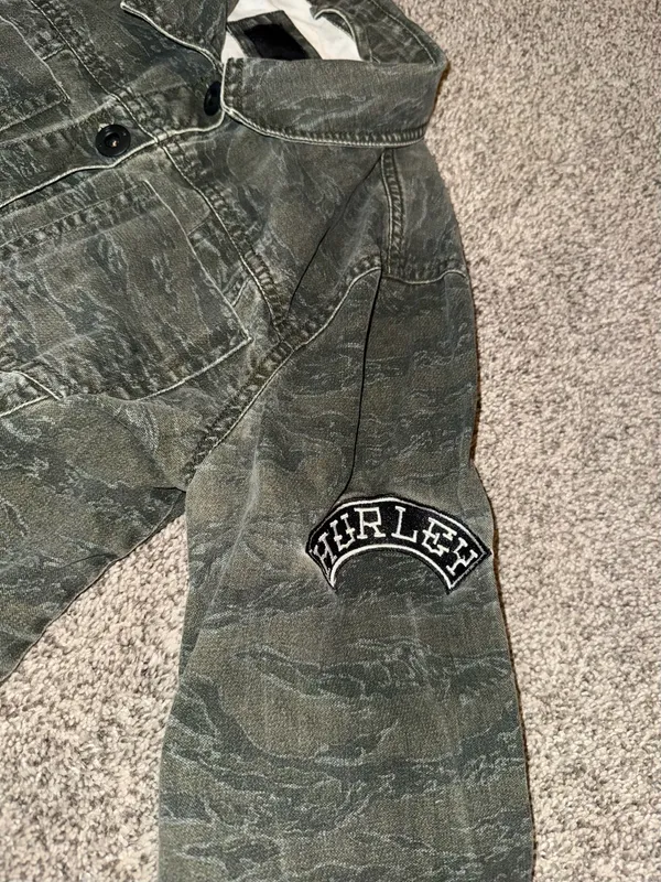Hurley Green Camo Tiger Stripe Denim Jacket - Image 6