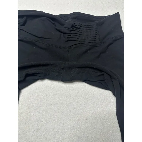 Lululemon Black Capri Leggings Size 10 – Ruched Hem & Fold Over Waistband - Image 2