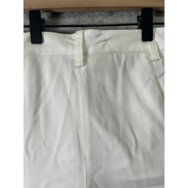 Alice +‎ Olivia Pleated Cuff Shorts Off White High Rise Tailored Size 12 Classic - Image 4