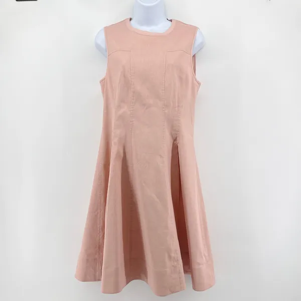Theory‎ Modern Tea Dress Ballet Pink Organic Crunch Wash Linen Blend Size 8 - Image 3