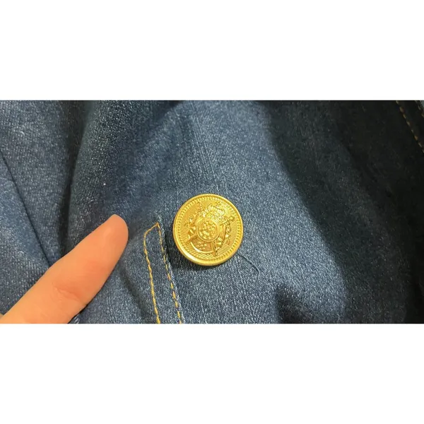 Jason Wu Denim Sleeveless Blazer Vest Size Medium Double Breasted Gold Buttons - Image 4