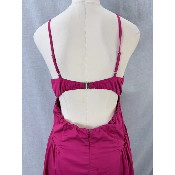 Abercrombie & Fitch Berry Dipped Waist Midi Dress Open Cutout Back M - Image 3