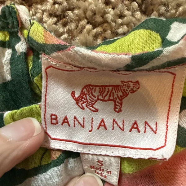 Banjanan Green & Pink Geometric Top House Size Small Anthropology Boho Chic - Image 5