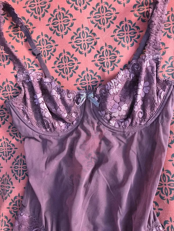Victoria's Secret Angels 36C Purple Mesh Underwire Bodysuit - Image 2