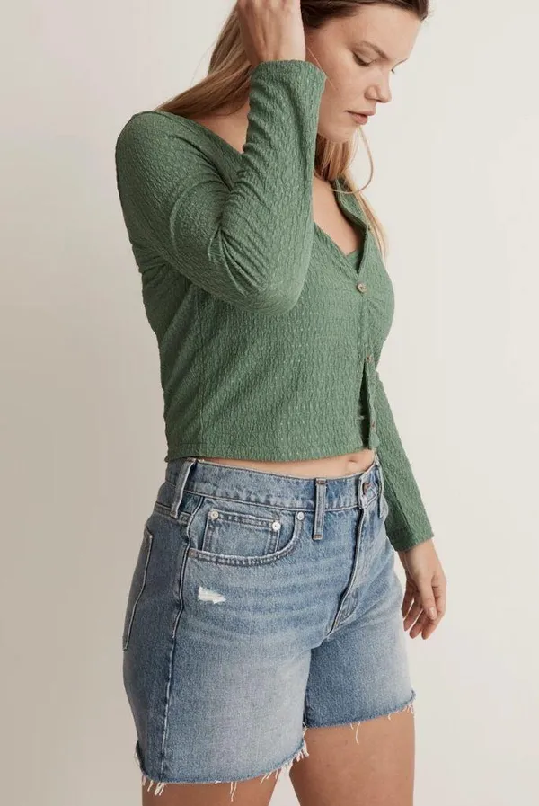 Madewell Green Button-Up crinkle Cardigan - Image 2