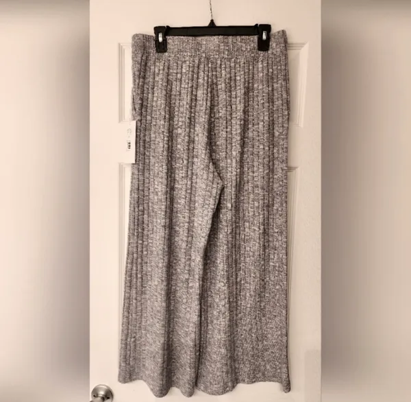 CALME by Johnny Was Cozy Wide Leg Drawstring Pants in Blue/gray size Large - Image 4