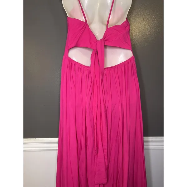 Cupshe Dress Womens Medium Pink Cutout Backless Tie Strap Maxi Sundress Beach - Image 8