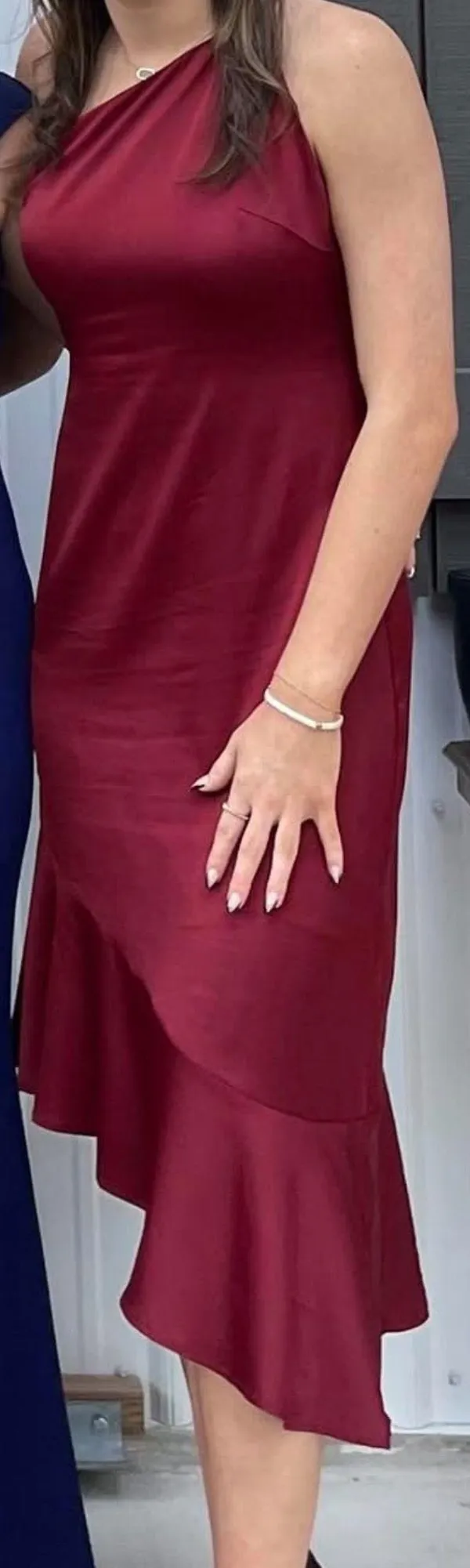 Lulus Burgundy Satin Midi Dress - Image 2