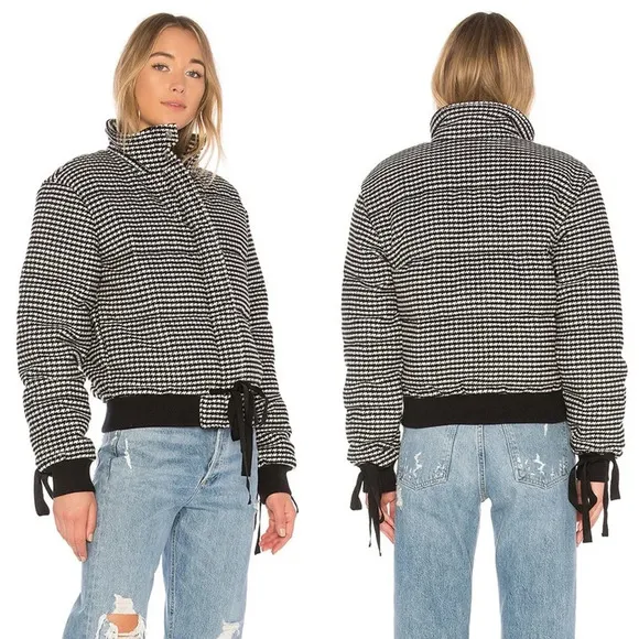 Tularosa X Revolve Ansley Puffer Houndstooth Wool Blend Jacket Coat Size XS - Image 2