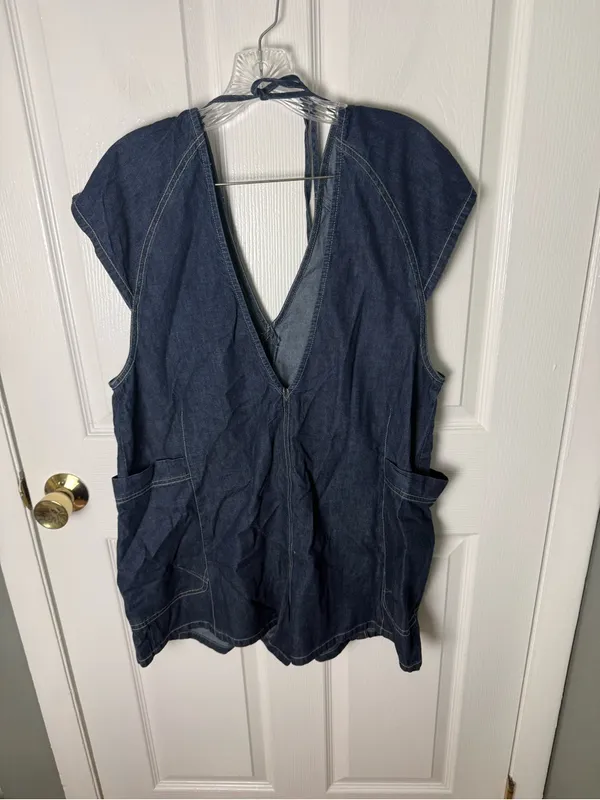 Free People Free Fall Denim Romper in Deep Blue S - Image 2